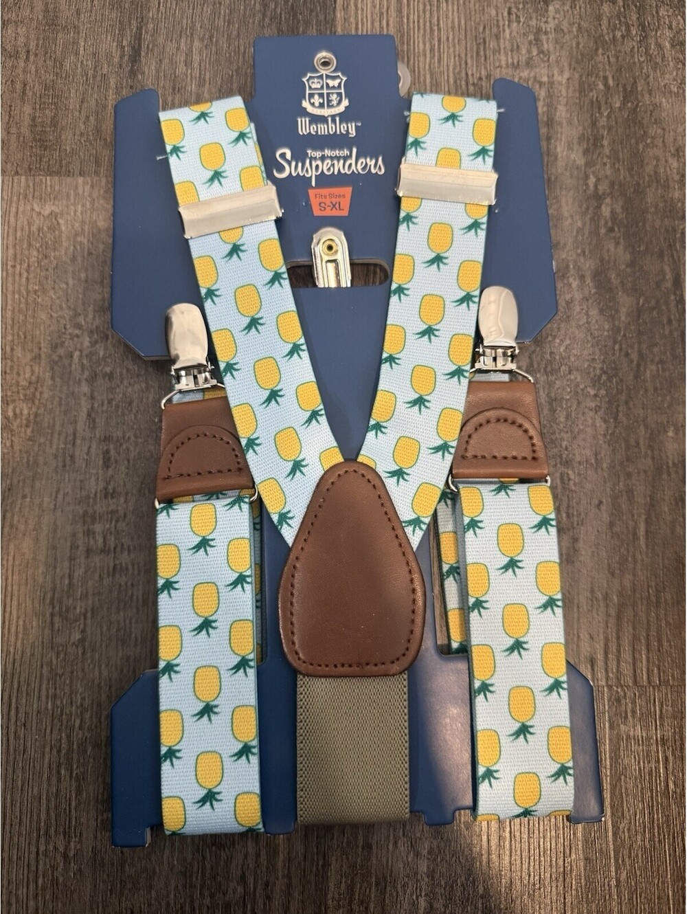 Wembley Top-Notch Men’s Suspenders Black Fits Sizes S - XL  - Pineapple NWT